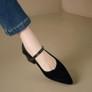 Petite Chunky Pointed Mary Jane Heels MS263