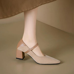 Petite Chunky Pointed Mary Jane Heels MS263