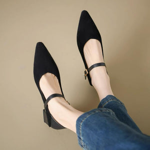 Petite Chunky Pointed Mary Jane Heels MS263
