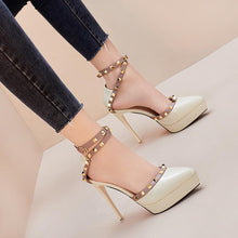 Petite Closed Platform Stud Strap High Heels MS88