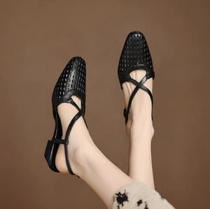 Petite Cross Strap Block Heel Shoes FS73