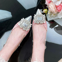 Petite Cute Slingback Block Shoes With Rhinestone Buckle AW2612