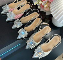 Petite Cute Slingback Block Shoes With Rhinestone Buckle AW2612