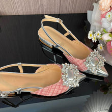 Petite Cute Slingback Block Shoes With Rhinestone Buckle AW2612
