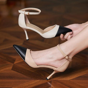 Petite Feet Ankle Strap Heels With Toe Cap ES125