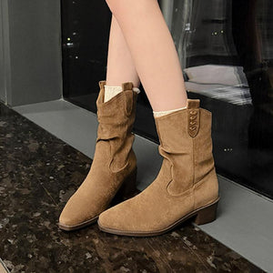 Petite Feet Block Heel Suede Short Boots FS240