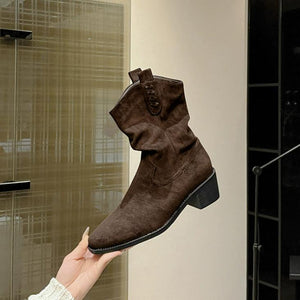 Petite Feet Block Heel Suede Short Boots FS240