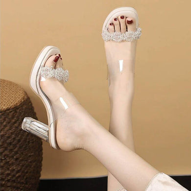 Petite Feet Clear Chunky High Heel Sandals MS502