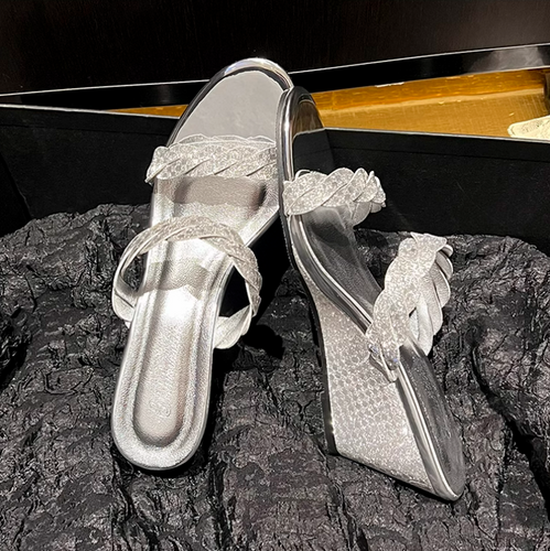 Petite Feet Glitter Dress Wedge Sandal Shoes FS89