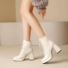Petite Feet Lace Up Chunky High Heel Boots MS164