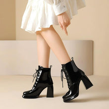 Petite Feet Lace Up Chunky High Heel Boots MS164