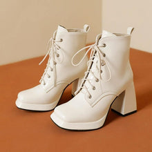 Petite Feet Lace Up Chunky High Heel Boots MS164