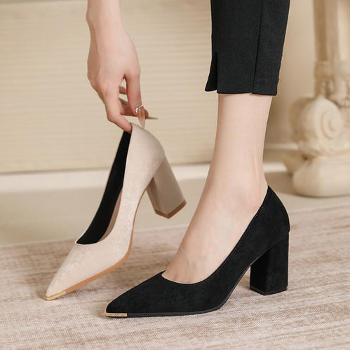 Petite Feet Ladies Pointy Block Heel Shoes MS254