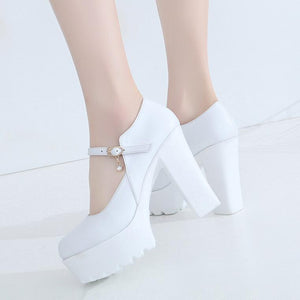 Petite Mary Jane Stud Strap Chunky Heels ES30