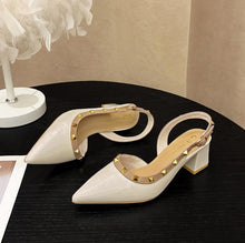 Petite Feet Mid Chunky Heel Stud Slingback Shoes SS2788