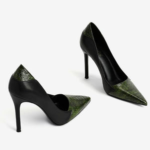 Petite Feet Printed Leather Pointy Heels For Women MS375