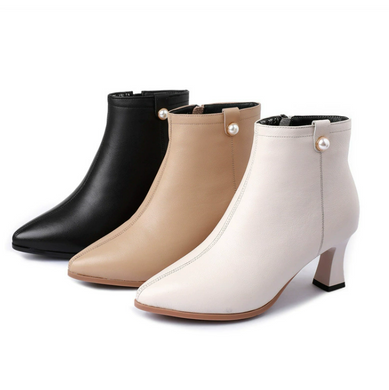 Petite Feet Side Zipper Leather Ankle Boots FS169