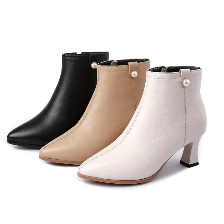 Petite Feet Side Zipper Leather Ankle Boots FS169