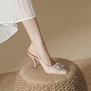 Petite Feet Slingback Patent Heels With Buckle ES115