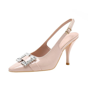 Petite Feet Slingback Patent Heels With Buckle ES115