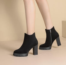 Petite Feet Suede Chunky High Heel Boots GS306