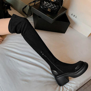 Petite Feet Thicksole Stretch Over Knee Long Boots FS210