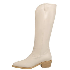 Petite Feet Western Mid Calf Wooden Heel Boots MS206