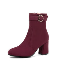 Petite Feet Womens Side Zipper Chunky Heel Boots AS142