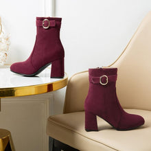Petite Feet Womens Side Zipper Chunky Heel Boots AS142