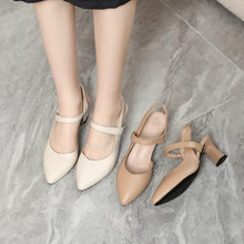 Petite Leather Slingback Chunky Heel Shoes TS198