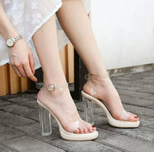 Petite Platform Chunky High Heel Clear Shoes GS105