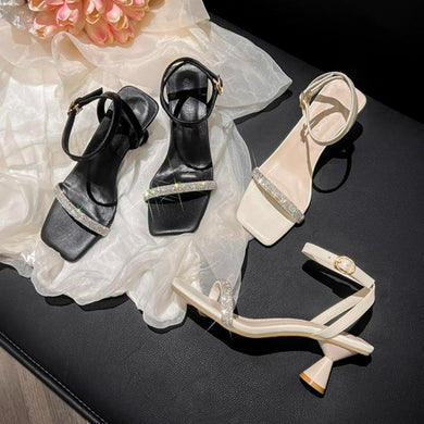 Petite Rhinestone One Strap Open Toe Sandal Shoes FS115