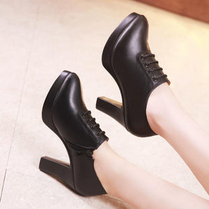 Petite Side Zipper Chunky Platform Heels BS157