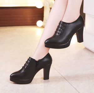 Petite Side Zipper Chunky Platform Heels BS157