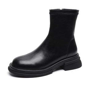 Women's Petite Side Zipper Round Toe Short Boots MS198