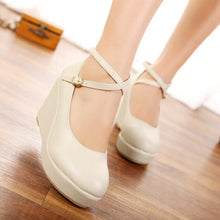Petite Ankle Cross Strap Wedge Heel Shoes For Women ES111