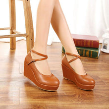 Petite Ankle Cross Strap Wedge Heel Shoes For Women ES111