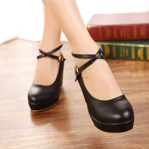 Petite Ankle Cross Strap Wedge Heel Shoes For Women ES111