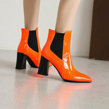 Petite Size 2 Chunky Heel Patent Short Boots MS276