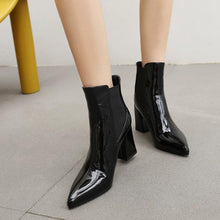 Petite Size 2 Chunky Heel Patent Short Boots MS276