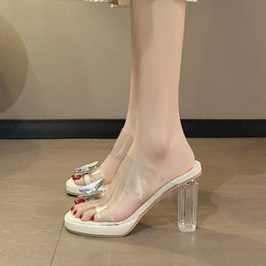 Petite Size 2 Open Toe Clear Heeled Sandals MS511