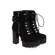 Petite Size 3 Lace Up Platform Chunky High Heel Boots MS316
