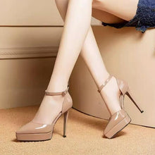 Petite Size Ankle Strap Platform Patent Heels TS37