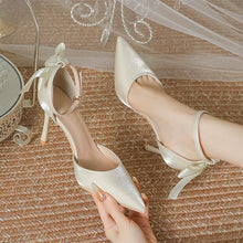 Petite Size Beige Satin Heel With Bow FS154