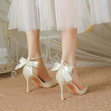 Petite Size Beige Satin Heel With Bow FS154