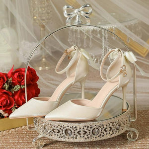 Petite Size Beige Satin Heel With Bow FS154