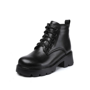 Petite Size Block Heel Leather Short Boots FS64