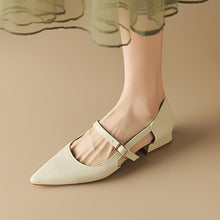 Petite Size Block Low Heel Strap Shoes MS118