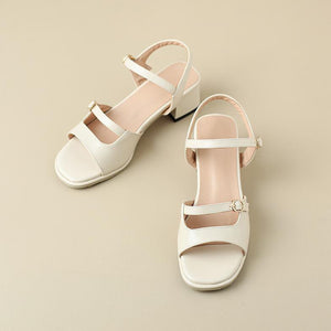 Petite Size Bock Heel Ankle Strap Open Toe Sandals MS127