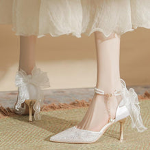 Petite Size Glitter Heels With Back Bow Tie FS340